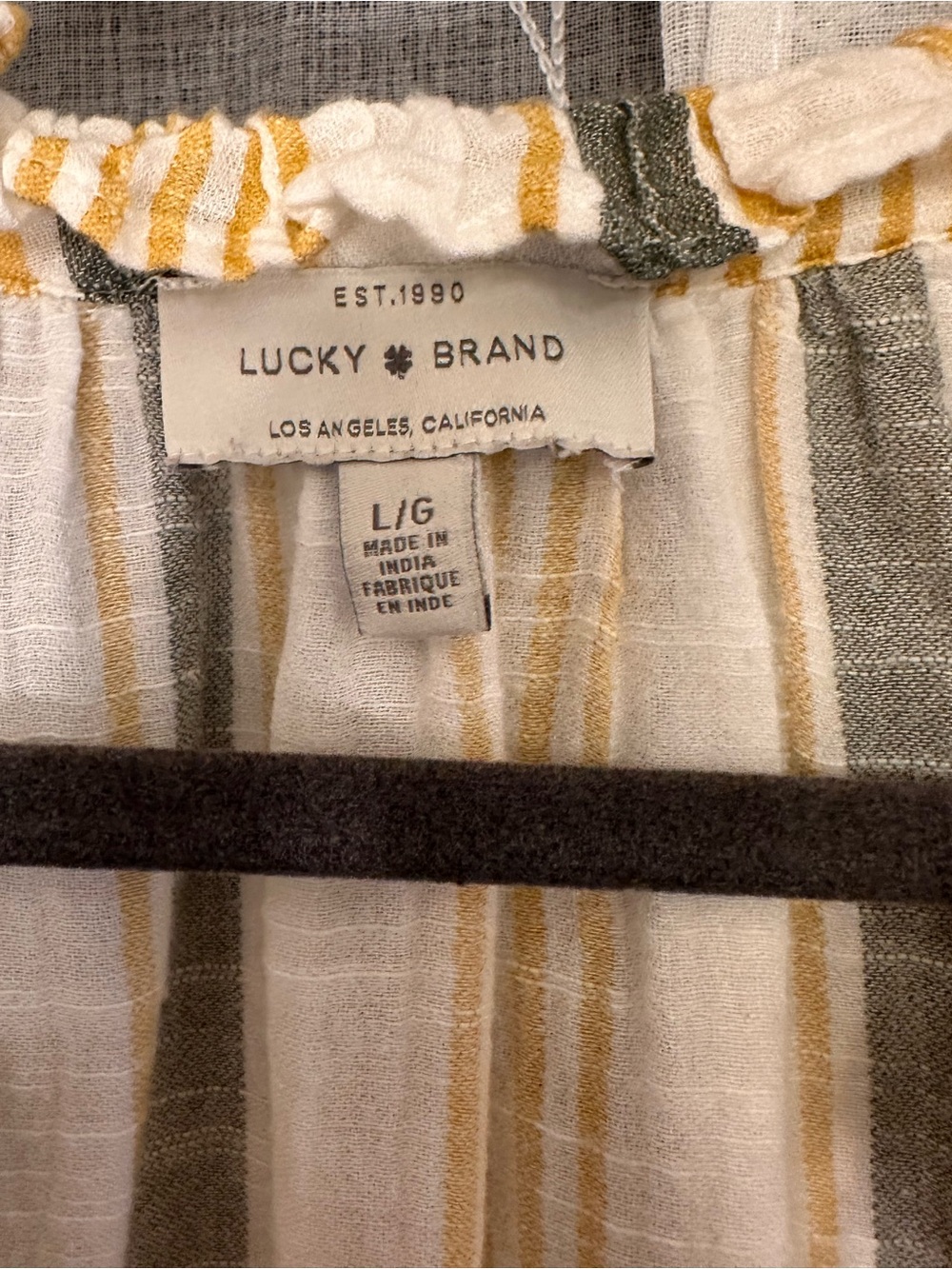 Lucky Brand Cream Blouse with Mustard & Olive Stripes - Picture 7 of 9